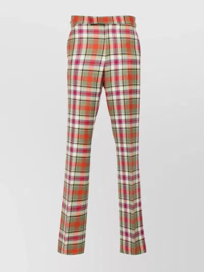 Vivienne Westwood Straight Wool Tartan Check Trousers In Red