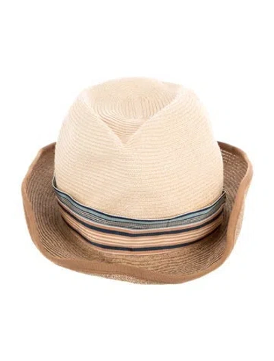 Pre-owned Vivienne Westwood Straw Fedora Hat In Neutrals