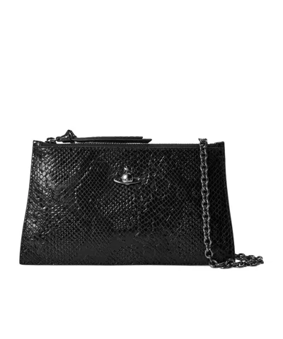 Vivienne Westwood Straw-woven Clutch In Black