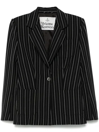 Vivienne Westwood Striped Blazer In Black