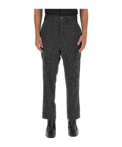 Vivienne Westwood Striped Casual Pants In Black