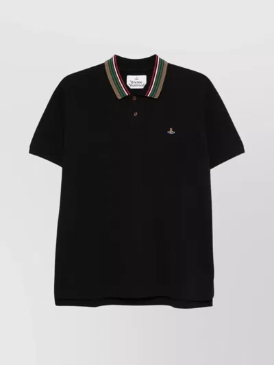 VIVIENNE WESTWOOD STRIPED COLLAR POLO SHIRT