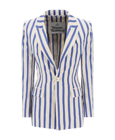 Vivienne Westwood Striped Cotton Blazer In White