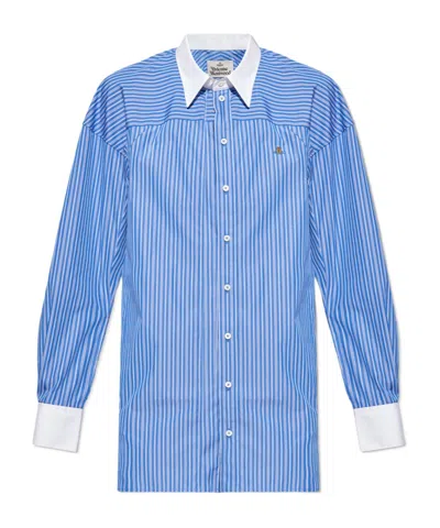 Vivienne Westwood Striped Cotton Shirt In Blue