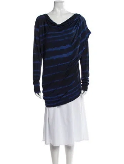 Pre-owned Vivienne Westwood Striped Cowl Neck Top In Blue