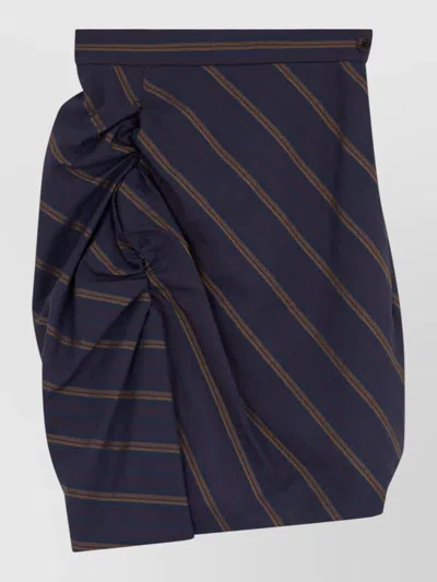 Vivienne Westwood Midi Skirt Draped Side Striped Detail In Blue