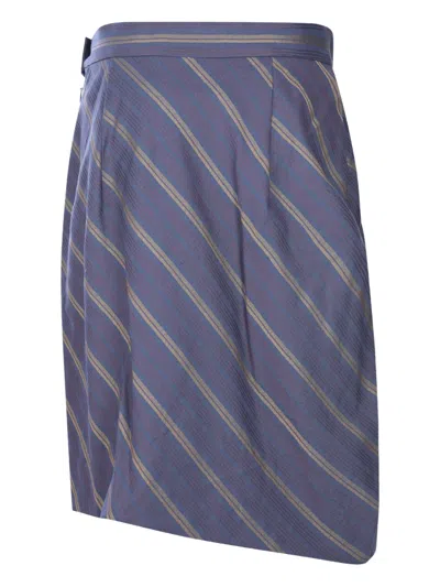 Vivienne Westwood Striped Gathered Midi Skirt In Blue