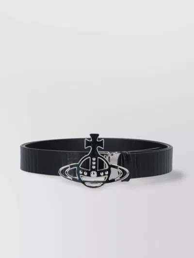 Vivienne Westwood Striped Leather Belt Textured Strap