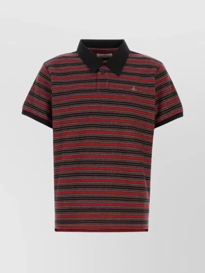 Vivienne Westwood Multicolor Polo Shirt With Orb Decoration On The Chest And All-over Stripes Motif In Cotton Man