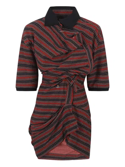 Vivienne Westwood Striped Polo Mini Dress In Red