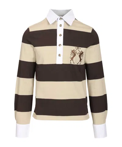 Vivienne Westwood Striped Embroidered Rugby Polo Shirt In Neutral
