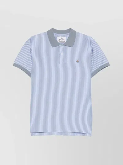 Vivienne Westwood Striped Polo Shirt Short Sleeves In Blue