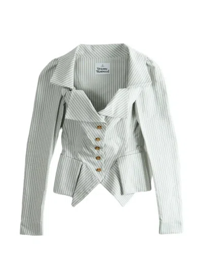 Vivienne Westwood Stripe-pattern Peplum-hem Top In White