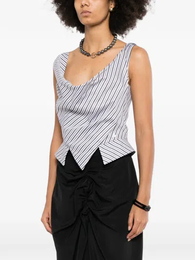 Vivienne Westwood Stripe-print Draped Top In Blue