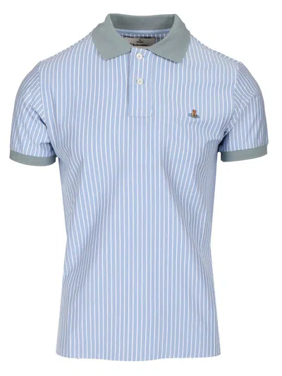 Vivienne Westwood Stripped Polo Shirt Light Blue