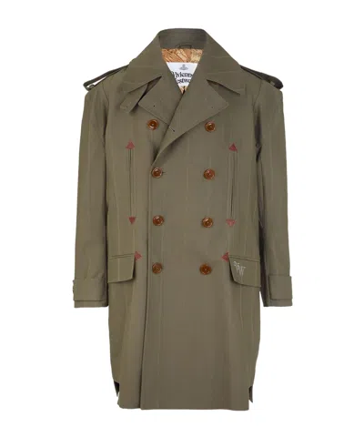 Vivienne Westwood Stripped Trench Coat In Green