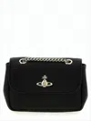 Vivienne Westwood Structured Black Crossbody Bag With Metallic Orb Emblem In Black