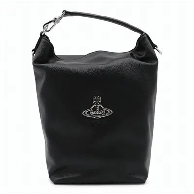 Vivienne Westwood Structured Black Synthetic Leather Tote Bag In White