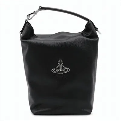 Vivienne Westwood Structured Black Synthetic Leather Tote Bag In White