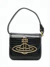 Vivienne Westwood Structured Black Tote Bag With Crocodile-like Pattern In Black
