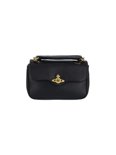 Vivienne Westwood Structured Leather Shoulder Bag With Gold-tone Accents