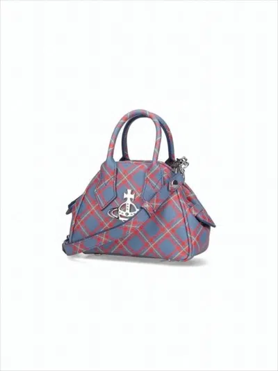 Vivienne Westwood Structured Plaid Crossbody Bag With Silver-tone Emblem In White