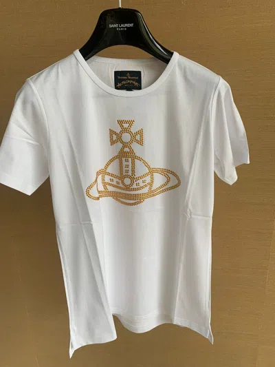 Pre-owned Vivienne Westwood Studded Orb Tee In White