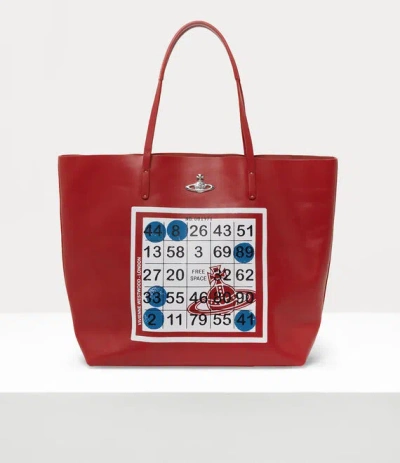 Vivienne Westwood Studio Large Shopper Printed Leather Red-bingo-print
