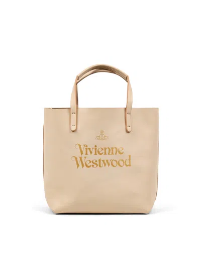Vivienne Westwood Studio Shopper Bag Small In Ss25-pink/gold