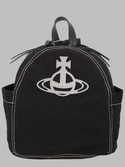 Vivienne Westwood Small Orb-plaque Contrast-stitched Backpack In Black
