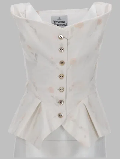 Vivienne Westwood Stylish Cotton Blend Vest For Women In White