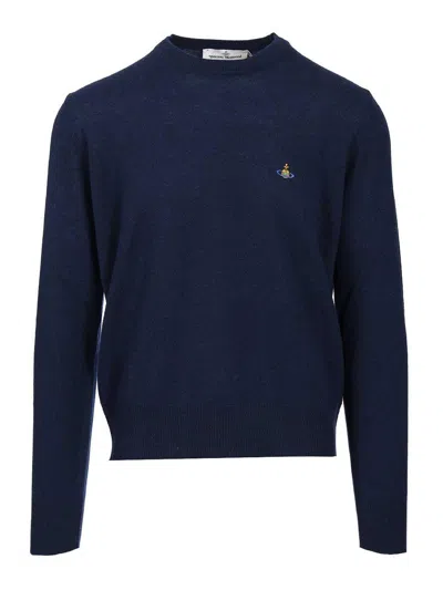 Vivienne Westwood Orb Embroidered Crewneck Jumper In Blue