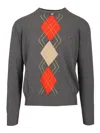 Vivienne Westwood Grey Crew Neck Sweater With Diamond Pattern Knitwear Grey