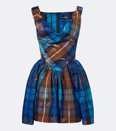 Vivienne Westwood Sunday Checked Twill Minidress In Blue