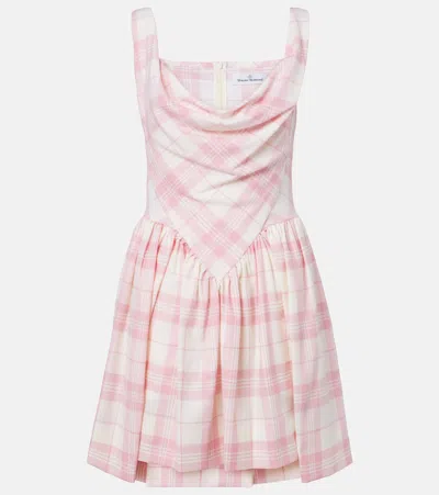 Vivienne Westwood Sunday Checked Wool-blend Minidress In Pink