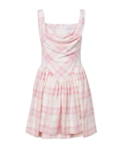 Vivienne Westwood Mens Ivory Pink Sunday Check Wool-blend Mini Dress