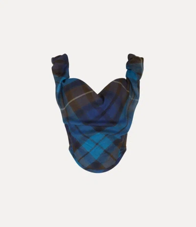 Vivienne Westwood Sunday Corset Top Buchanan Tartan Wool Blue-brown 42 Women