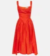 Vivienne Westwood Draped Neckline Midi Dress With Gathered Waist In Orange
