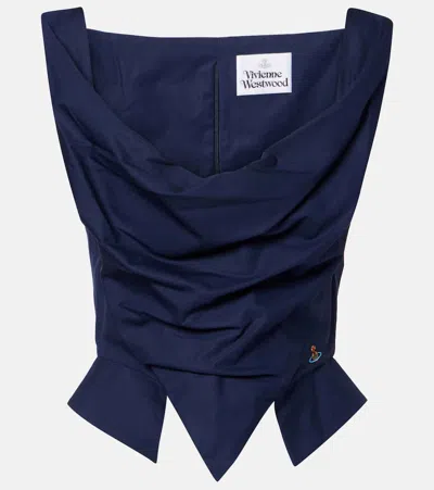 Vivienne Westwood Sunday Draped Embroidered Cotton-poplin Top In Blue