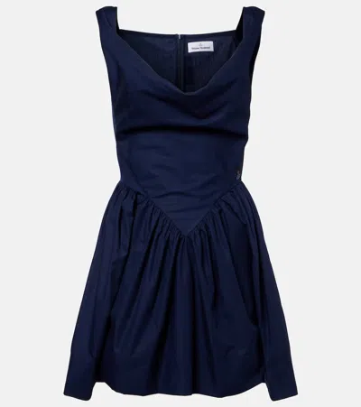 Vivienne Westwood Mini Sunday Dress Compact Poplin Navy Blue 46 Women