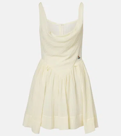 Vivienne Westwood Sunday Mini Dress In Milk-colored Cotton In Metallic