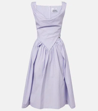 Vivienne Westwood Sunday Cotton Seersucker Midi Dress In Blue