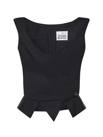 Vivienne Westwood Sleeveless Draped Top Asymmetric Hem Design In Black