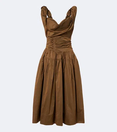 Vivienne Westwood Sunday Cotton-blend Twill Midi Dress In Brown