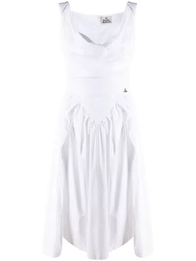 Vivienne Westwood Sunday Draped Cotton And Silk Midi Dress In White