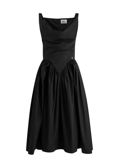 Vivienne Westwood Sunday Draped Cotton Midi Dress In Black