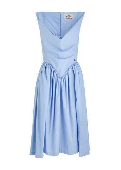 Vivienne Westwood Sunday Draped Cotton Midi Dress In Blue