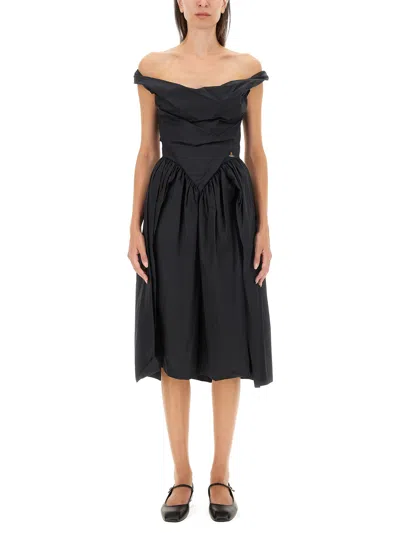 Vivienne Westwood Sunday Cotton Corset Midi Dress In Black