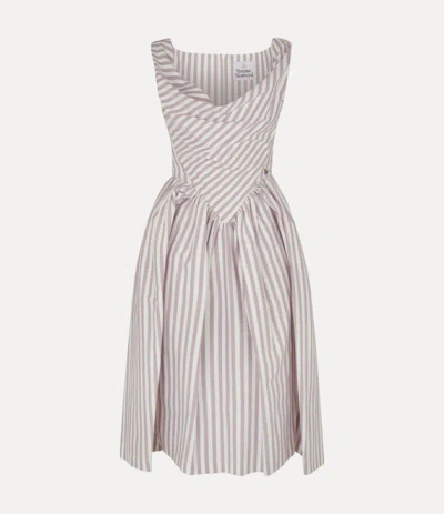 Vivienne Westwood Sunday Dress Classic Oxford Shirt -burgundy-stripe 42 Women In Multi