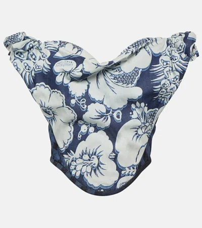 Vivienne Westwood Sunday Floral Denim Corset Top In Blue